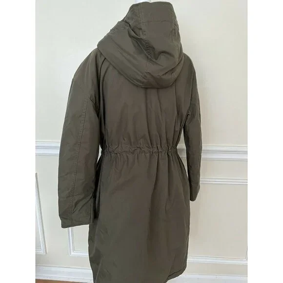 ANDREW MARC Reversible Hooded Parka In Olive Size Medium Women Long